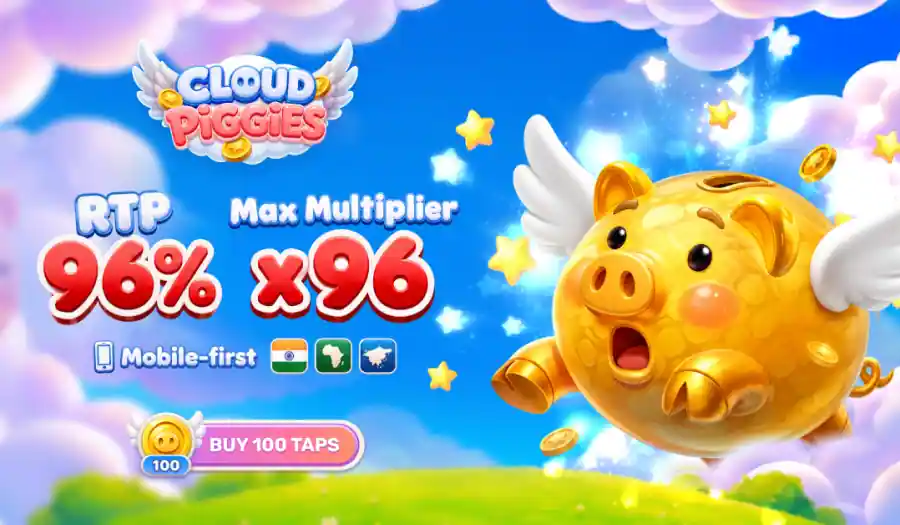 Cloud Piggies running full-screen in a mobile browser
